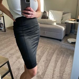 Bebe Black Satin Pencil Skirt